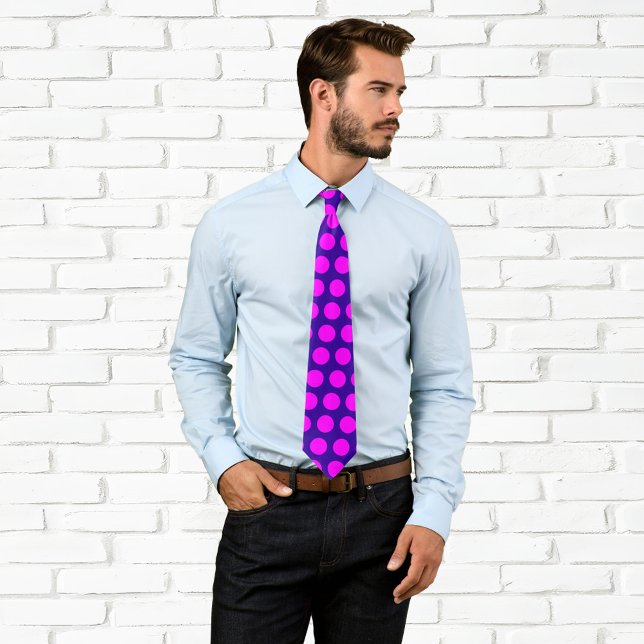 Lila und Hot Pink Polka Dot Krawatte (Purple and Hot Pink Polka Dot Tie)