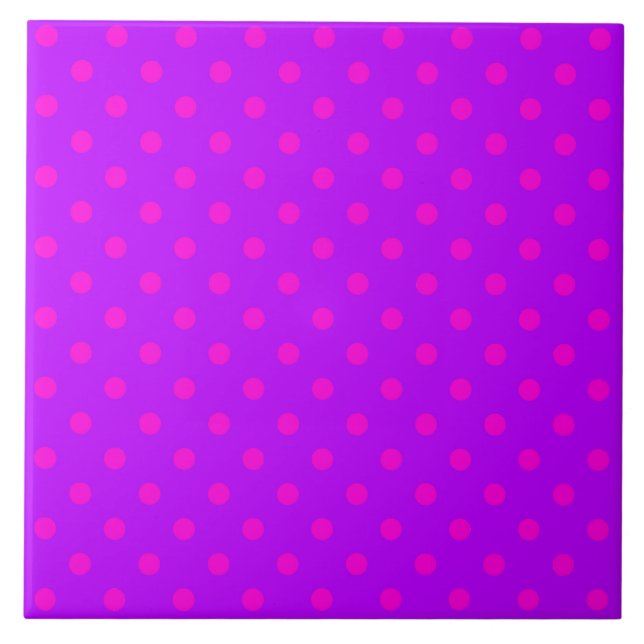 Lila und Hot-Pink-Polka-Punktmuster Fliese (Vorderseite)