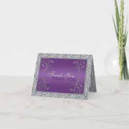 Lila und IMITATE Silver Foil Floral Dankeschön Kar Dankeskarte
