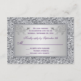 Lila und IMITATE Silver Foil Floral RSVP Card II