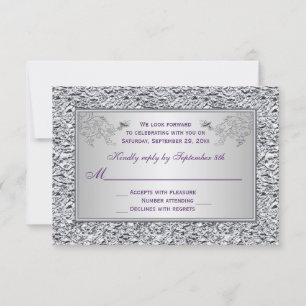 Lila und IMITATE Silver Foil Floral RSVP Card II