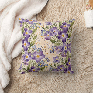 Lila und Indigofloral Kissen