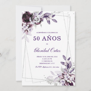 Lila und Lavendel Silber 50. Geburtstag Vorlage