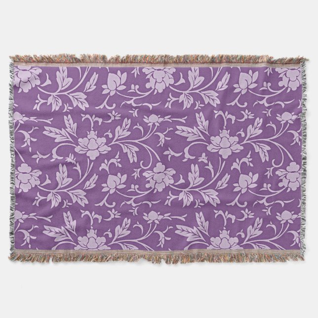 Lila und lavendelfarbenes Blumenmuster Decke (Vorderseite)