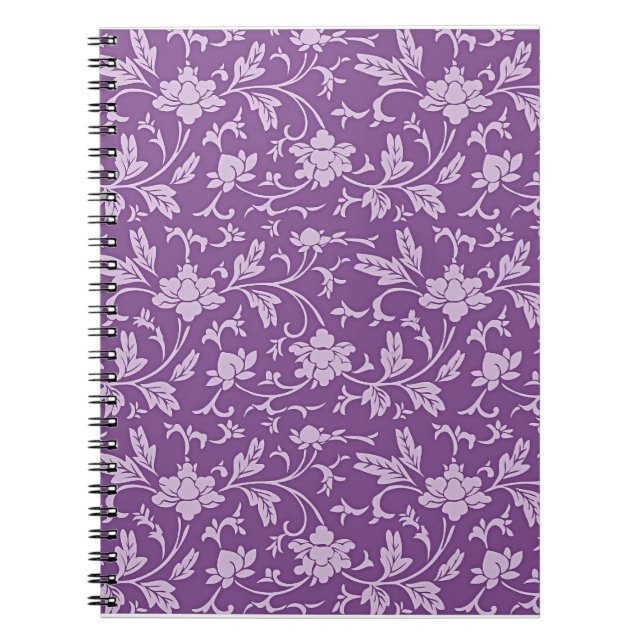 Lila und lavendelfarbenes Blumenmuster Notizblock (Vorderseite)