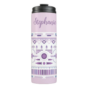 Lila und Lavender Geometric Boho Muster Thermosbecher