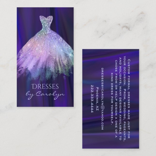 Lila und Lavender Glittery Seamstress Visitenkarte (Vorne/Hinten)
