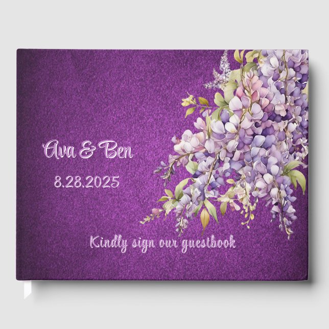 Lila und Lavender Wisteria Wedding Gästebuch (Vorderseite)