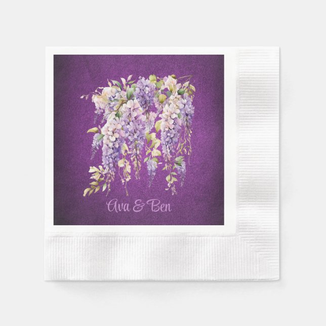 Lila und Lavender Wisteria Wedding Serviette (Vorderseite)