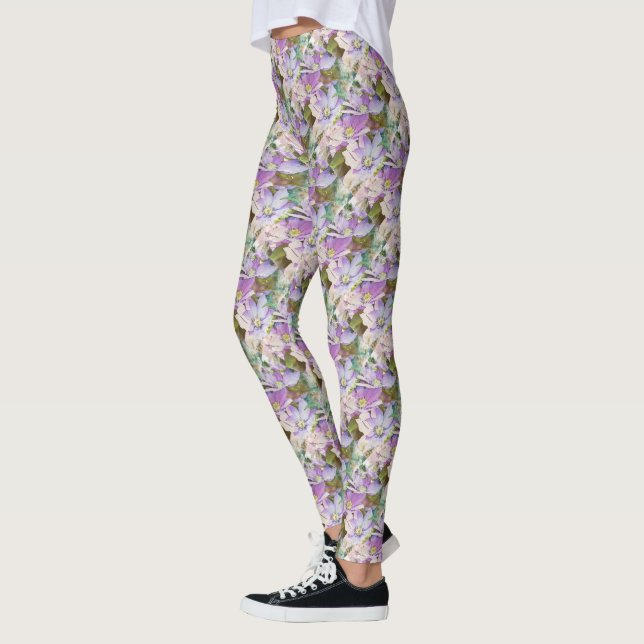 Lila und lila BlumenLeggings Leggings (Links)