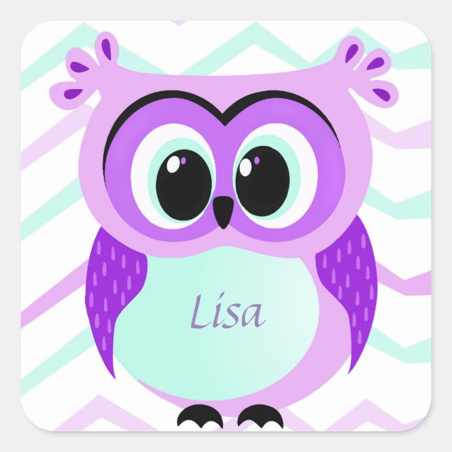 Lila und lila Cartoon Quadratischer Aufkleber (Vorderseite)