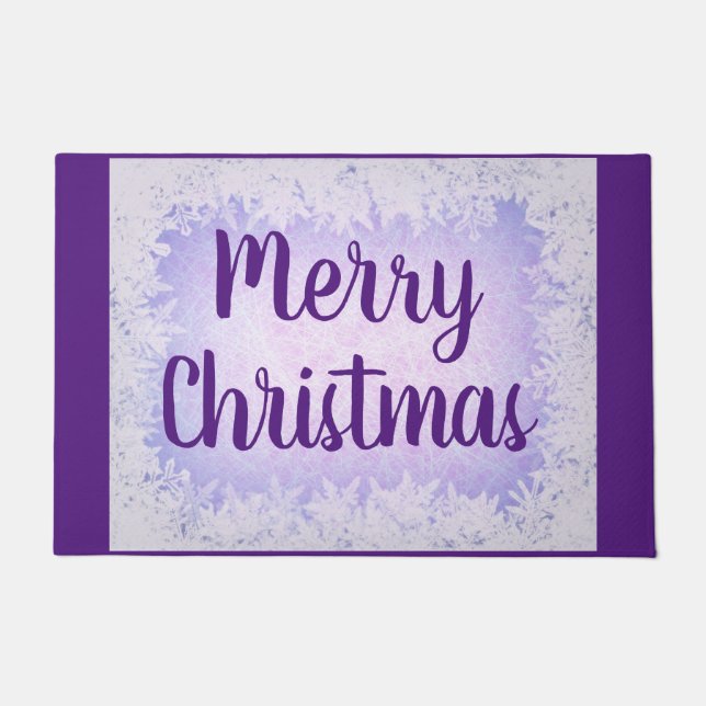 Lila und lila Frost Frohe Weihnachten Fußmatte (Vorderseite)