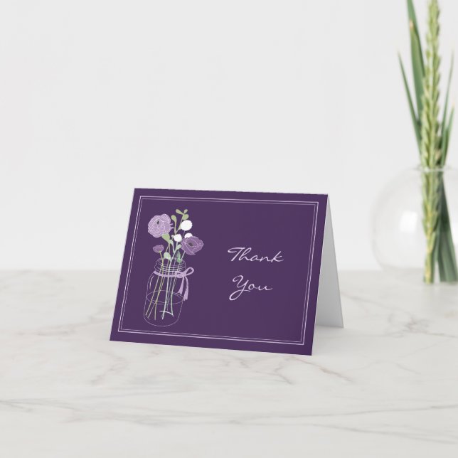 Lila und Lilac Mason Jar Danke, Cards Dankeskarte (Vorderseite)