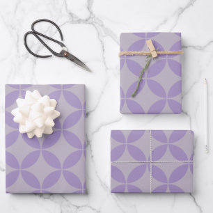 Lila und Lilac Mitte Jahrhundert Modernes Muster Geschenkpapier Set