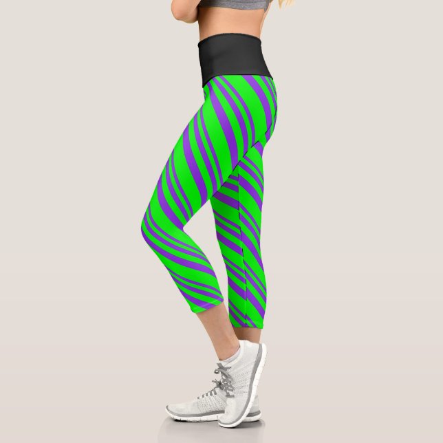 Lila und Limone Rohrmuster-Leggings Capri Leggings (Links)