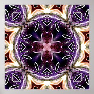 Lila und Magenta-Kosmic-Kaleidoskopmuster Poster