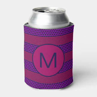Lila und Magenta Muster gestreifte Monogramm Dosenkühler