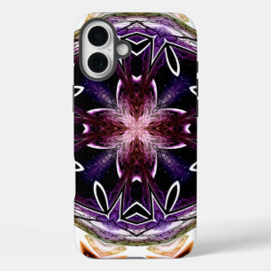 Lila- und Magentakosmische-Kaleidoskop-Struktur iPhone 16 Plus Hülle