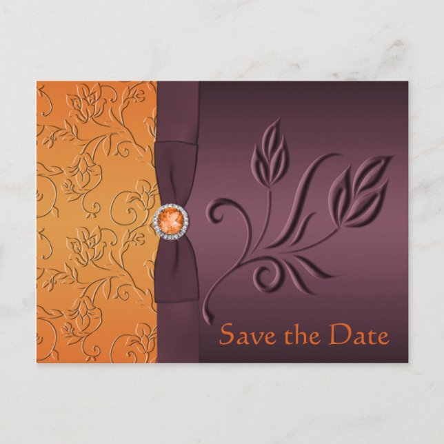 Lila und Mandarine Save the Date-Karte Ankündigungspostkarte (Vorderseite)