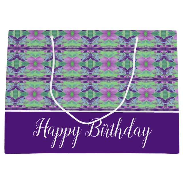 Lila und Mauve Floral Große Geschenktüte (Vorderseite)