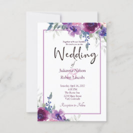 Lila und mauvrische Hochzeit Einladung