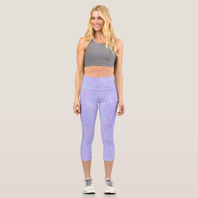 Lila und mehrfarbige Flakes Capri Leggings (Vorderseite)