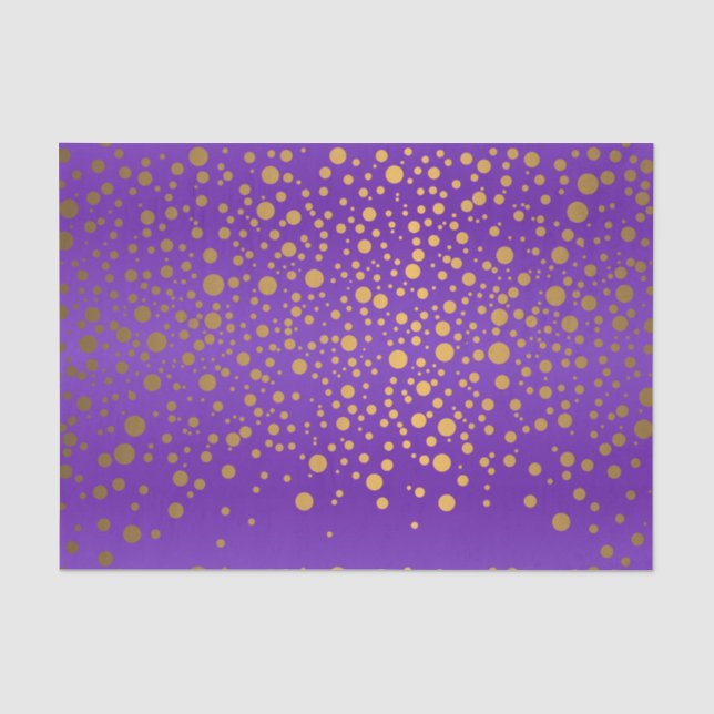 Lila und metallischer GoldConfetti Seidenpapier (Vorderseite)
