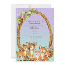 Lila und Minze Wald Baby Shower Einladung