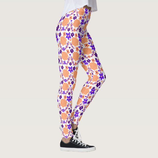 Lila und orange Blume Leggings (Rechts)
