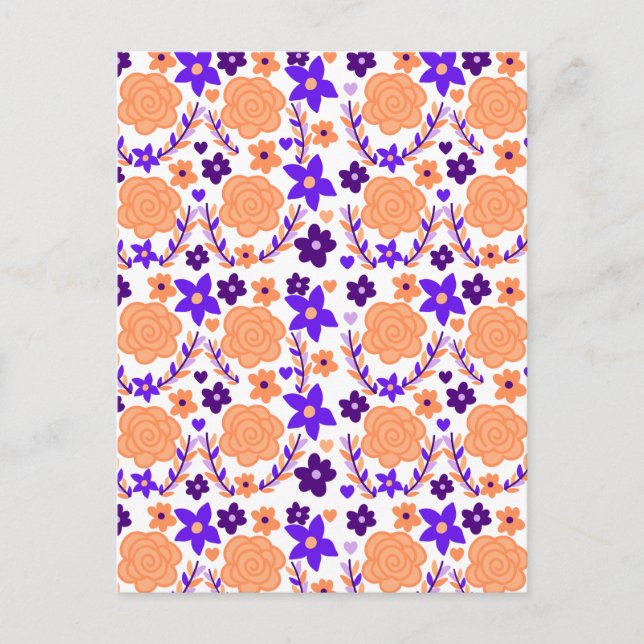Lila und orange Blume Postkarte (Vorderseite)