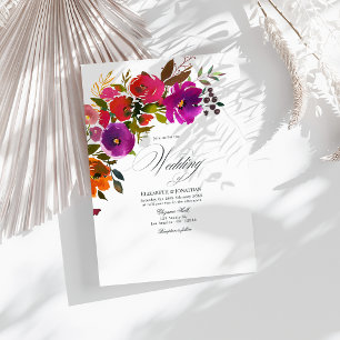 Lila und Orange Blumige Hochzeit Einladung