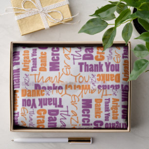 Lila und Orange DANK YOU Word Collage Seidenpapier