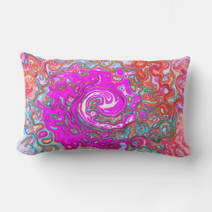Lila und Orange Groovy Abstract Retro Wirbel Lendenkissen