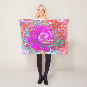 Lila und Orange Groovy Abstrakt Retro Swirl Fleecedecke
