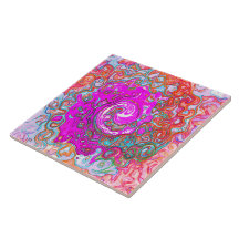 Lila und Orange Groovy Abstrakt Retro Swirl