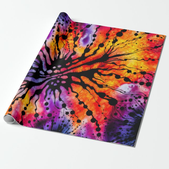 Lila und Orange Halloween-Gefärbte Krawatte Geschenkpapier (Ungerollt)