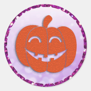 Lila und Orange Halloween Pumpkin Runder Aufkleber