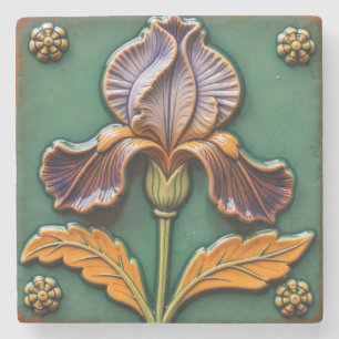 Lila und Orange Iris Steinuntersetzer