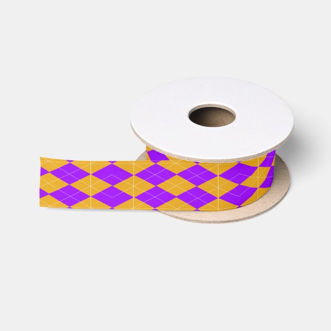 Lila und orange Raute Satinband (Spule)
