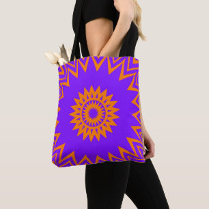 Lila und orange Sonnenstrahlen Tasche