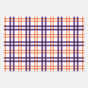 Lila und Orange Tartan Geschenkpapier Set