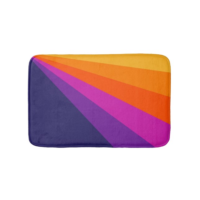 Lila und orangefarbene diagonale Retrostreifen Badematte (Vorderseite)