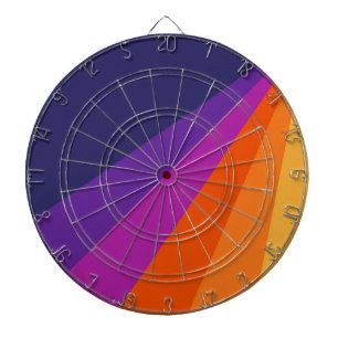 Lila und orangefarbene diagonale Retrostreifen Dartscheibe