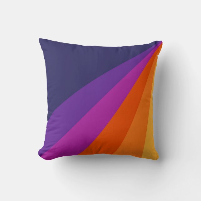 Lila und orangefarbene diagonale Retrostreifen Kissen (Vorderseite)