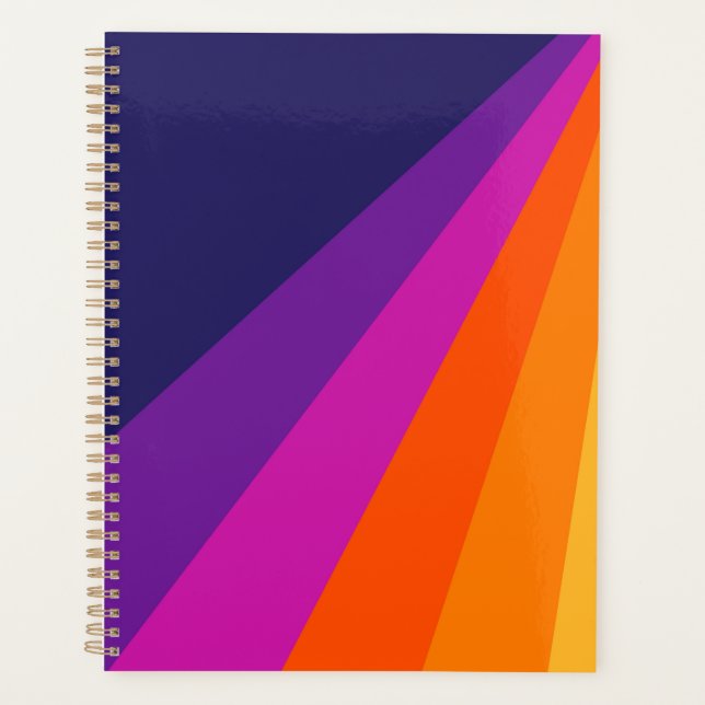 Lila und orangefarbene diagonale Retrostreifen Planer (Vorderseite)