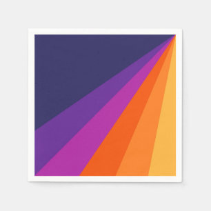 Lila und orangefarbene diagonale Retrostreifen Serviette