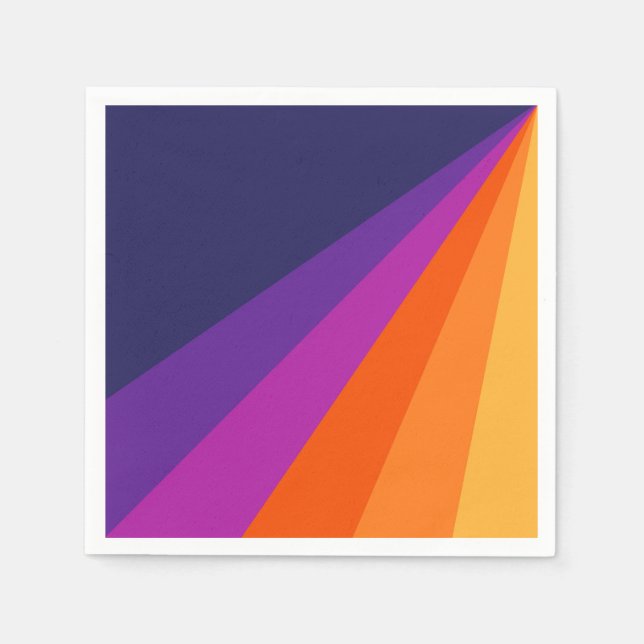 Lila und orangefarbene diagonale Retrostreifen Serviette (Vorderseite)