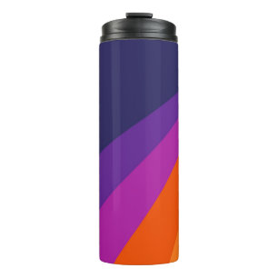 Lila und orangefarbene diagonale Retrostreifen Thermosbecher