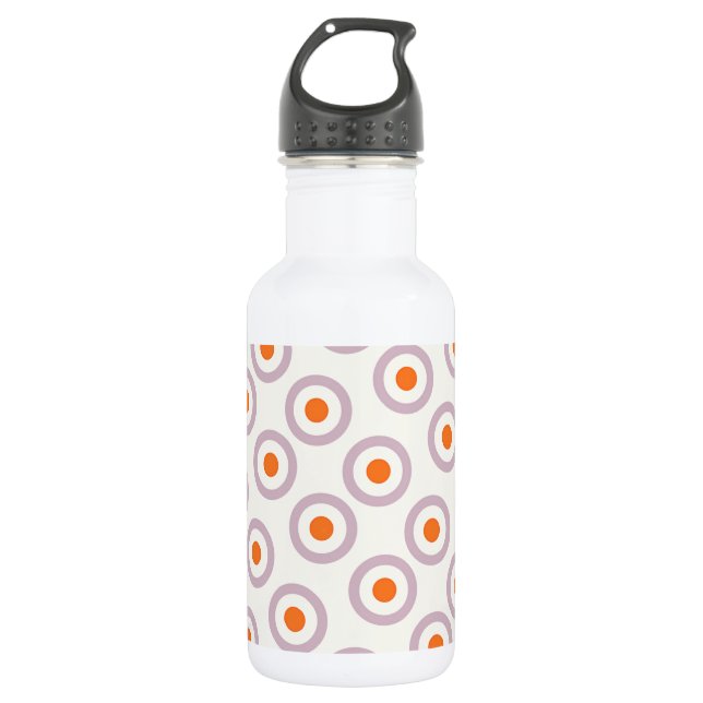 Lila und orangefarbene kreisförmige Punktrerodesig Trinkflasche (Vorderseite)