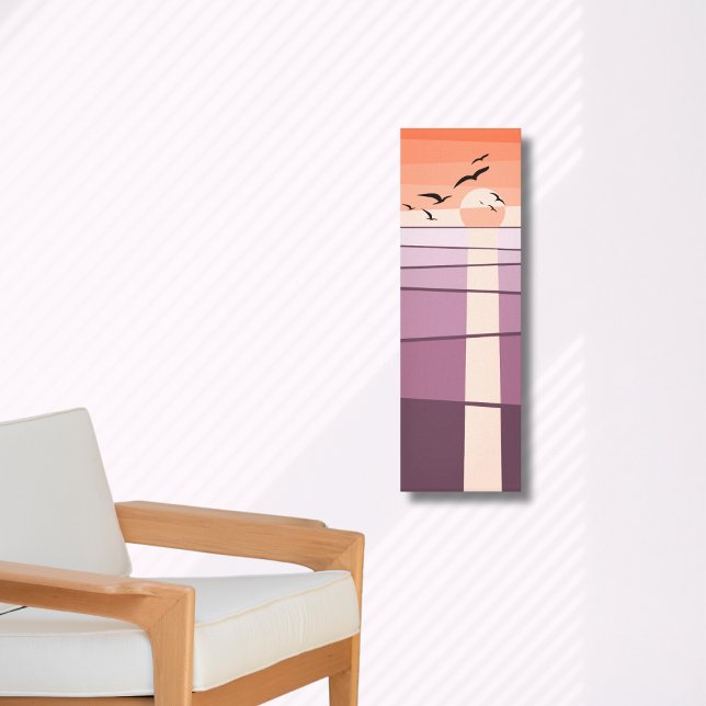 Lila und orangefarbene Seevögel bei Sonnenuntergan Leinwanddruck (Purple & Orange Seabirds at Sunset Vector Art Canvas Print)